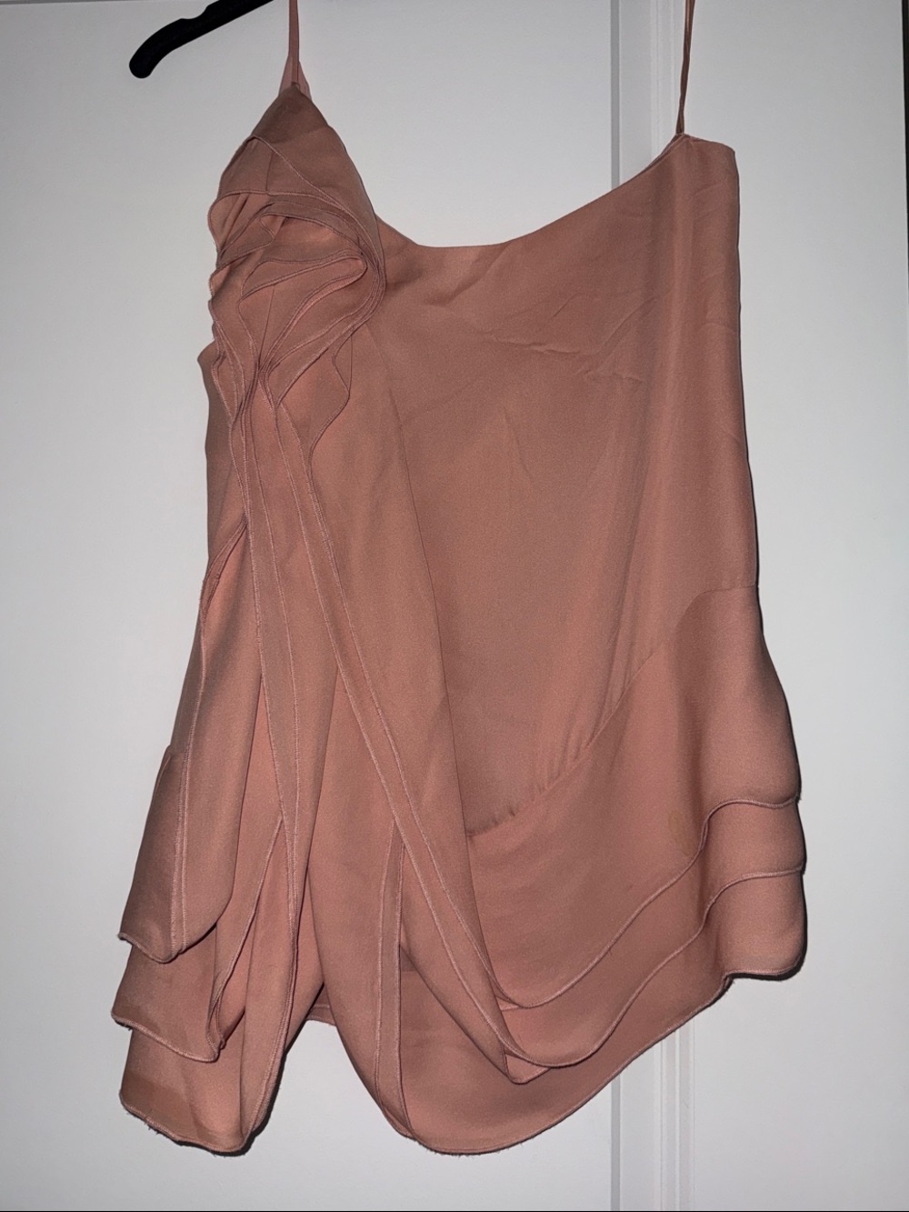 BCBGMaxAzria Blush Pink one shoulder Draped Camisole